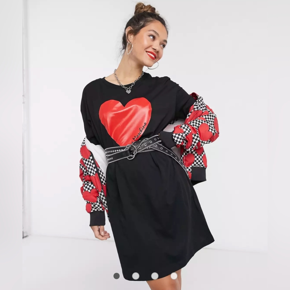 Love Moschino Black Mini Dress with Red Heart